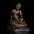 Factory casting antique bronze nude man statue male sculpture with green painting